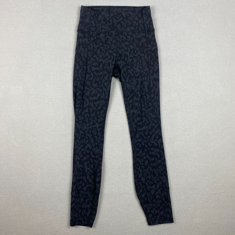 Lululemon Womens 4 In Movement Tight 25" Everlux Formation Camo Deep Coal Multi
